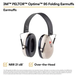 Peltor 3M Optime 95 Folding Earmuffs H6F/V, Over-the-Head, Beige (MMMH6FV)