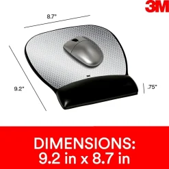 Outlet 3M ™ Precise Vertex Mouse Pad with Gel Wrist Rest, Non-Skid Base, Black/Silver (MW310LE)