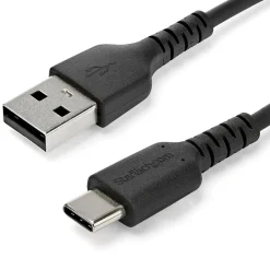 1m USB A to USB C Charging Cable - Durable Fast Charge & Sync USB 2.0 to USB Type C Data Cord - Aramid Fiber M/M 3A Black<StarTech Online
