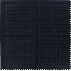 M + A Matting M+A Matting Hog Heaven III Comfort Anti-Fatigue Mat, 39.875" x 39.875", Black with Yellow Striped Border, Corner (447205100)