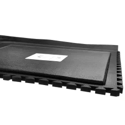 M + A Matting M+A Matting Hog Heaven III Comfort Anti-Fatigue Mat, 3' x 3.32', Black with Yellow Striped Border, Side (447204100)