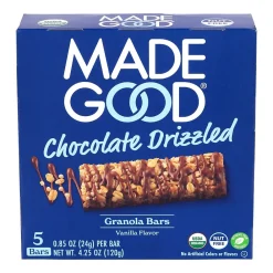 MadeGood Chocolate Drizzled Granola Bars, Vanilla, 0.85 oz, 5/Box, 6 Boxes/Pack (307-00427)