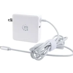 Power Delivery Wall Charger with Built-in USB-C Cable, 60-Watts, White, (180245)<Manhattan New