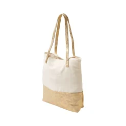 Deluxe Beige/Gold Canvas/Faux Leather Tote, Large (MS106A)<Martha Stewart Online