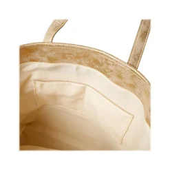 Deluxe Beige/Gold Canvas/Faux Leather Tote, Large (MS106A)<Martha Stewart Online