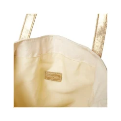 Deluxe Beige/Gold Canvas/Faux Leather Tote, Large (MS106A)<Martha Stewart Online