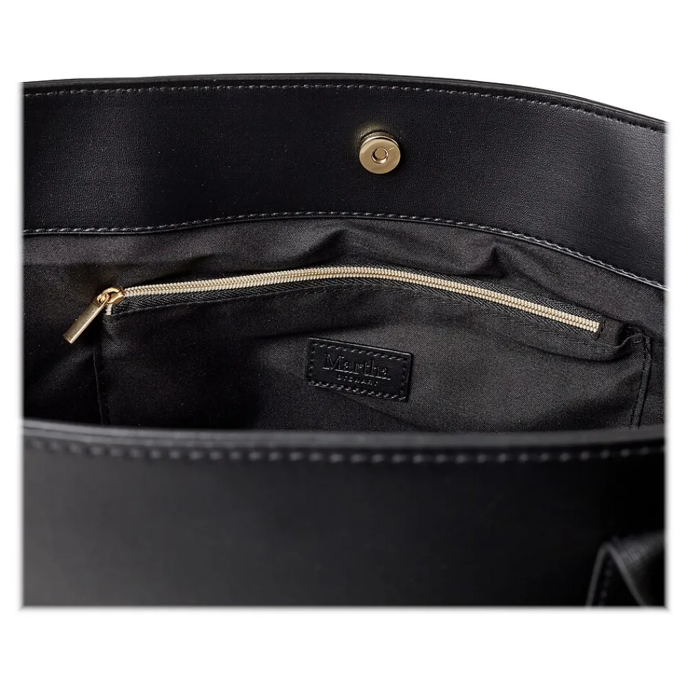 Deluxe Black Faux Leather Tote, Medium (MS106D)<Martha Stewart New