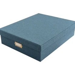 File Storage|Martha Stewart Document Box, Navy Faux Leather (MS110F)