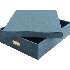 File Storage|Martha Stewart Document Box, Navy Faux Leather (MS110F)