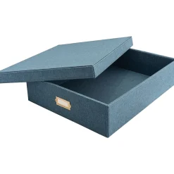 File Storage|Martha Stewart Document Box, Navy Faux Leather (MS110F)