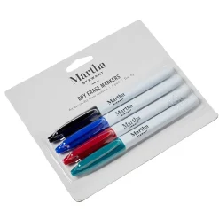 Markers|Martha Stewart Dry Erase Markers, Fine Tip, Assorted Inks, 4/Pack (MS107D)