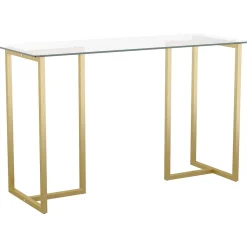 Computer Desks*Martha Stewart Eli 47"W Glass/Steel Home Office Desk, Clear/Polished Brass (XUDK1GLD)