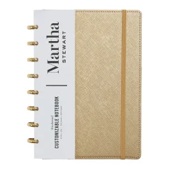 Notebooks|Martha Stewart Gold Faux Leather Junior Discbound Notebook (MS102F)