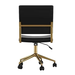 Office Chairs*Martha Stewart Ivy Armless Faux Leather Swivel Office Chair, Black/Polished Brass (CH2209211BKGLD)
