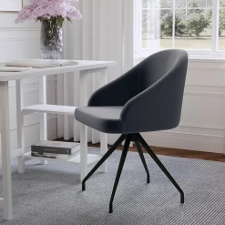 Office Chairs*Martha Stewart Sora Fabric Swivel Stationary Office Chair, Gray/Oil Rubbed Bronze (CH222119GYBK)