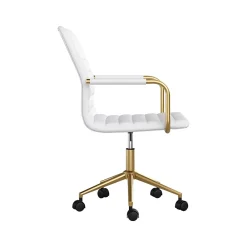 Office Chairs*Martha Stewart Taytum Ergonomic Faux Leather Swivel Office Chair, White (CH142370WHGLD)