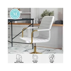 Office Chairs*Martha Stewart Taytum Ergonomic Faux Leather Swivel Office Chair, White (CH142370WHGLD)