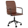 Office Chairs*Martha Stewart Taytum Faux Leather Swivel Office Chair, Saddle Brown/Oil Rubbed Bronze (CH142370BRBK)