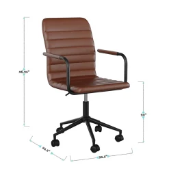 Office Chairs*Martha Stewart Taytum Faux Leather Swivel Office Chair, Saddle Brown/Oil Rubbed Bronze (CH142370BRBK)