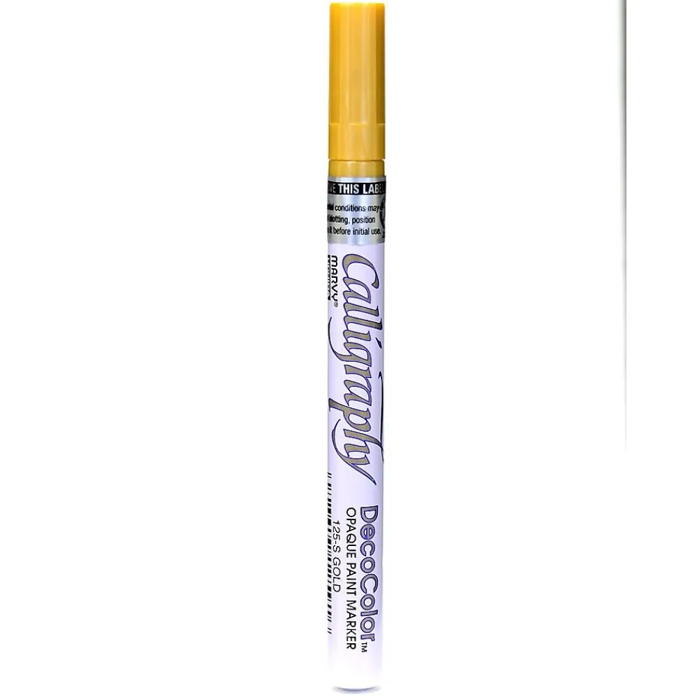 Markers|Marvy Uchida Decocolor Calligraphy Paint Markers Metallic Gold [Pack Of 6] (6PK-125-S-GLD)
