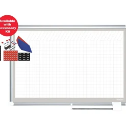 Dry Erase*MasterVision ® 48"H x 72"W Grid Porcelain Planner Dry Erase Board, Aluminum Frame