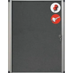 Bulletin*MasterVision ® Slim-Line Enclosed Fabric Bulletin Board, Gray, 38" X 28" X 1 3/8" (VT630103690)