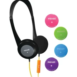 Action Kids On-Ear Headphones with Microphone, Multicolor (MXL195004)<Maxell Online
