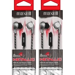 Maxell Bass13 Metallic Earbuds with Mic & Volume Control, Pack of 2 (MAX199600-2)<Maxwell Sale