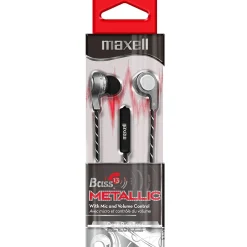 Maxell Bass13 Metallic Earbuds with Mic & Volume Control, Pack of 2 (MAX199600-2)<Maxwell Sale