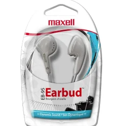 Maxell Budget Stereo Earbuds, White, 6/Pack (MAX190599-6)<Maxwell Sale
