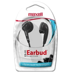 Maxell Budget Stereo Earbuds, Black, 6/Pack (MAX190560-6)<Maxwell Sale