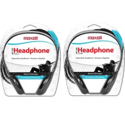 Maxell HP-200 Stereo Headphones, Black, 2/Pack (MAX190318-2)<Maxwell Discount