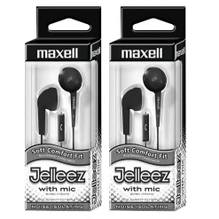 Maxell Jelleez Soft Earbuds with Mic, Black, 2/Pack (MAX191569-2)<Maxwell Sale