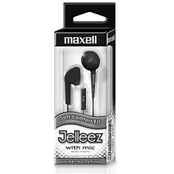 Maxell Jelleez Soft Earbuds with Mic, Black, 2/Pack (MAX191569-2)<Maxwell Sale