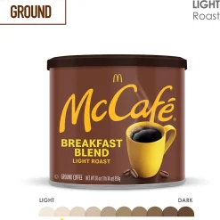 McCafe Breakfast Blend Ground Coffee, Light Roast, 30 Oz. (071526)