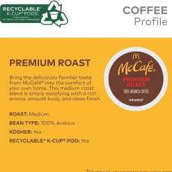 McCafe Premium Roast Coffee Keurig® K-Cup® Pods, Medium Roast, 96/Carton (080375CT)