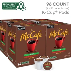 McCafe Premium Roast Decaf Coffee Keurig® K-Cup® Pods, Medium Roast, 96/Carton (080443CT)
