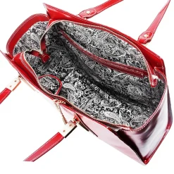 Aldora Ladies' Tote with Tablet Pocket, Top Grain Cowhide Leather, Red (97506)<McKlein