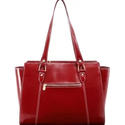 Aldora Ladies' Tote with Tablet Pocket, Top Grain Cowhide Leather, Red (97506)<McKlein