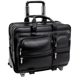 Clinton P Series Laptop Rolling Briefcase, Black Leather (88445)<McKlein Best