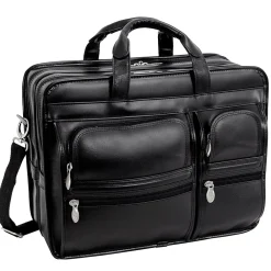 Clinton P Series Laptop Rolling Briefcase, Black Leather (88445)<McKlein Best