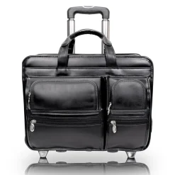 Clinton P Series Laptop Rolling Briefcase, Black Leather (88445)<McKlein Best
