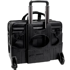 Clinton P Series Laptop Rolling Briefcase, Black Leather (88445)<McKlein Best
