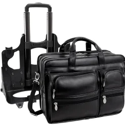 Clinton P Series Laptop Rolling Briefcase, Black Leather (88445)<McKlein Best