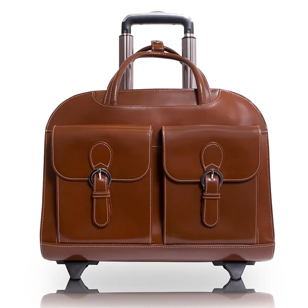 Davis L Series Laptop Briefcase, Brown Genuine Leather (96184A)<McKlein Hot