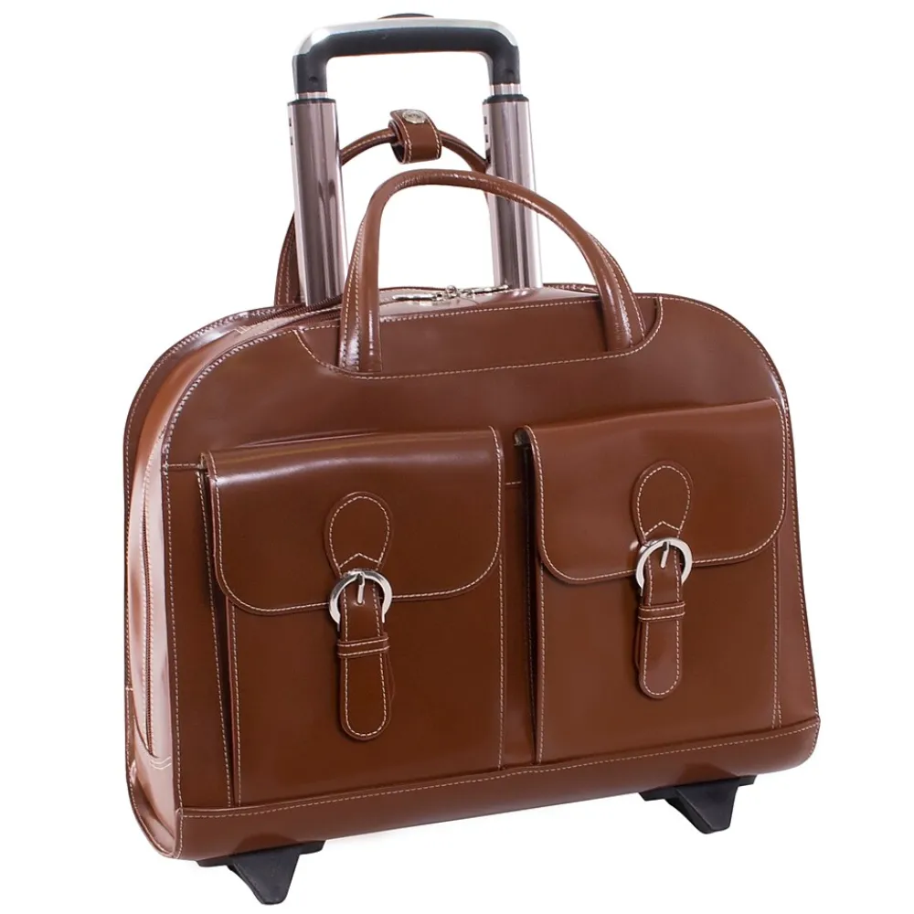 Davis L Series Laptop Briefcase, Brown Genuine Leather (96184A)<McKlein Hot