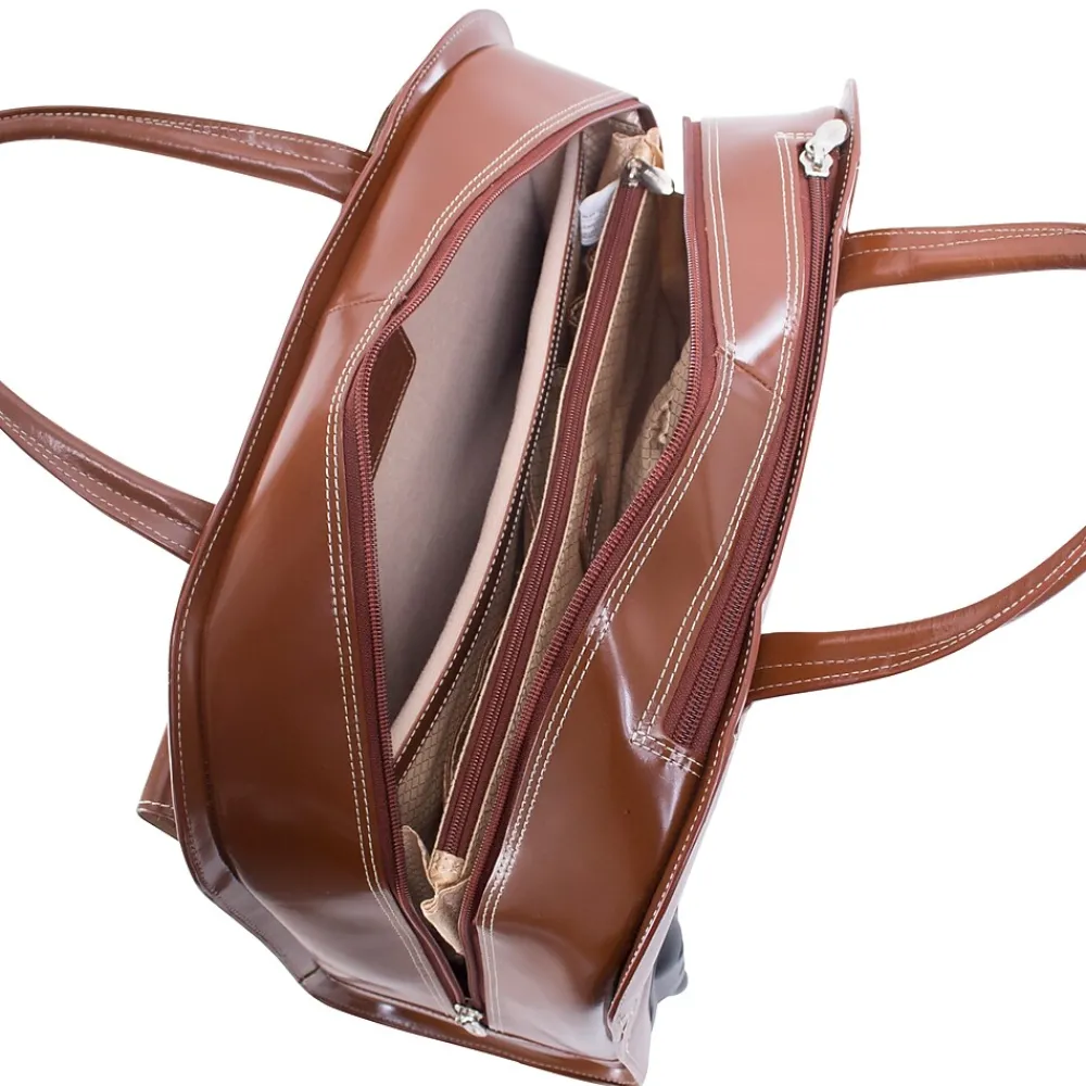 Davis L Series Laptop Briefcase, Brown Genuine Leather (96184A)<McKlein Hot