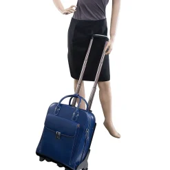 LA GRANGE W Series Laptop Rolling Briefcase, Navy Genuine Leather (96497)<McKlein Online