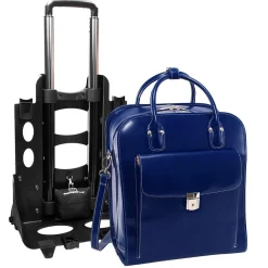 LA GRANGE W Series Laptop Rolling Briefcase, Navy Genuine Leather (96497)<McKlein Online