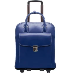 LA GRANGE W Series Laptop Rolling Briefcase, Navy Genuine Leather (96497)<McKlein Online